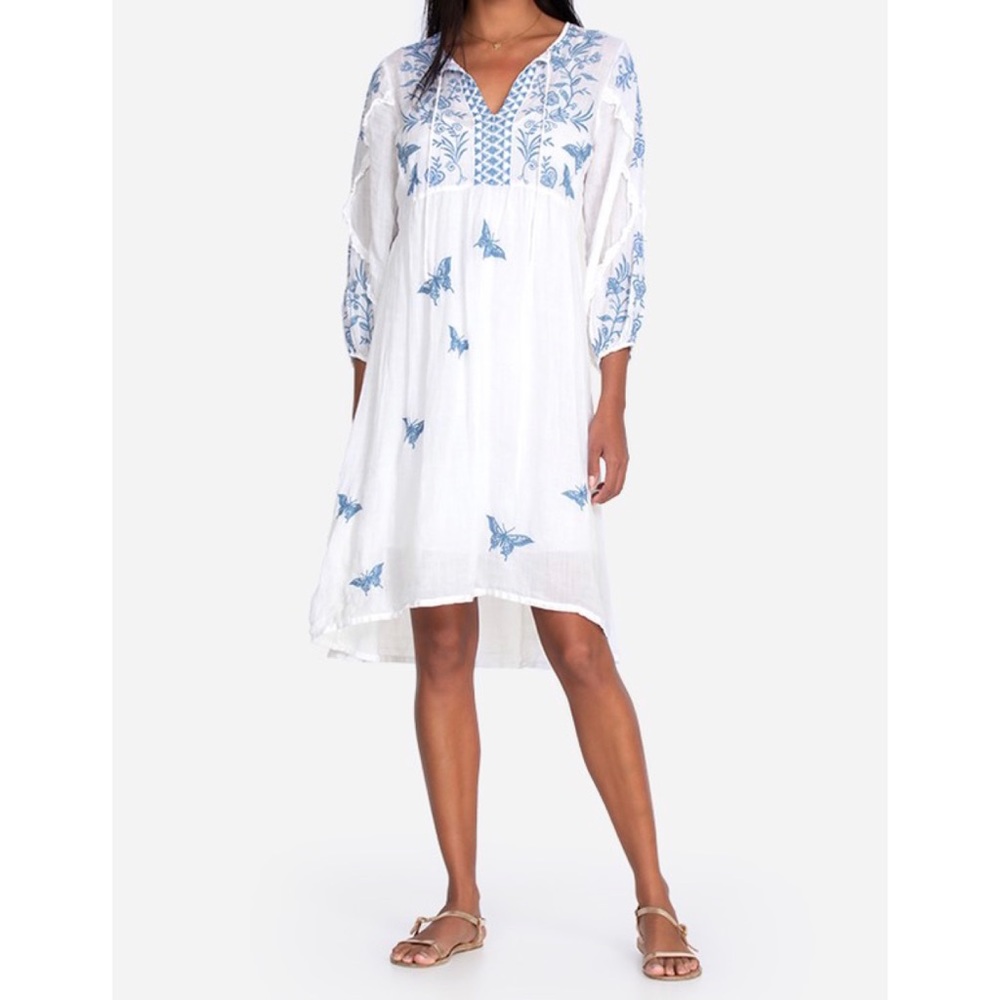 Johnny Was Lulu Ruffle Sleeve Tes Length Dress